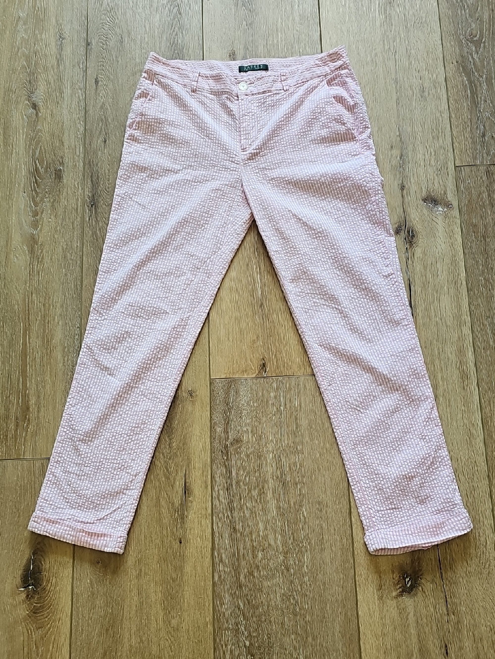 Ralph Lauren Pink Striped Seersucker Trousers